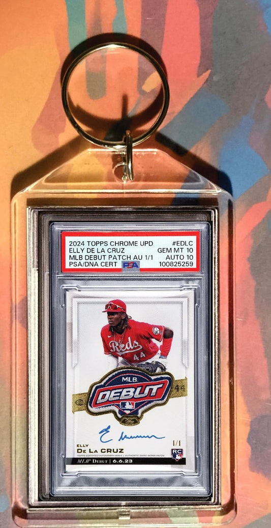 3514 Elly De La Cruz 2024 Topps Chrome Debut Patch Auto Custom Novelty Keychain BBL KYC