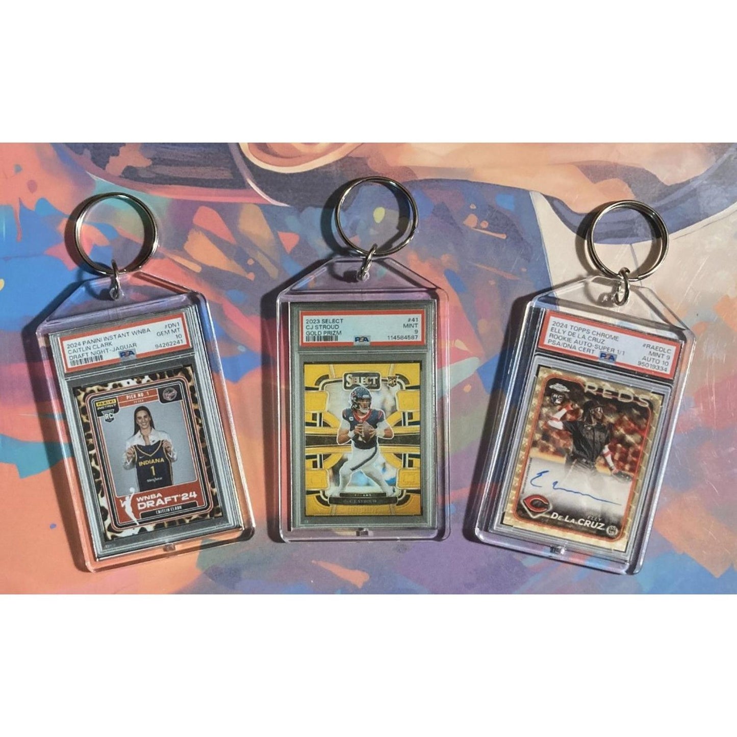 0303B Caitlin Clark/Stroud/Elly 3 Pack Multi-Sport Bundle Novelty Keychains