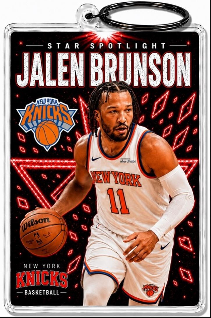 3977 Jalen Brunson Keychain Red Spotlight Premium Keychain No Nameplate BKL KYC
