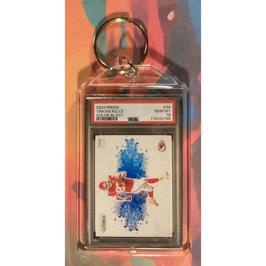 0011 Travis Kelce 2024 Panini Prizm Colorblast - Custom Keychain