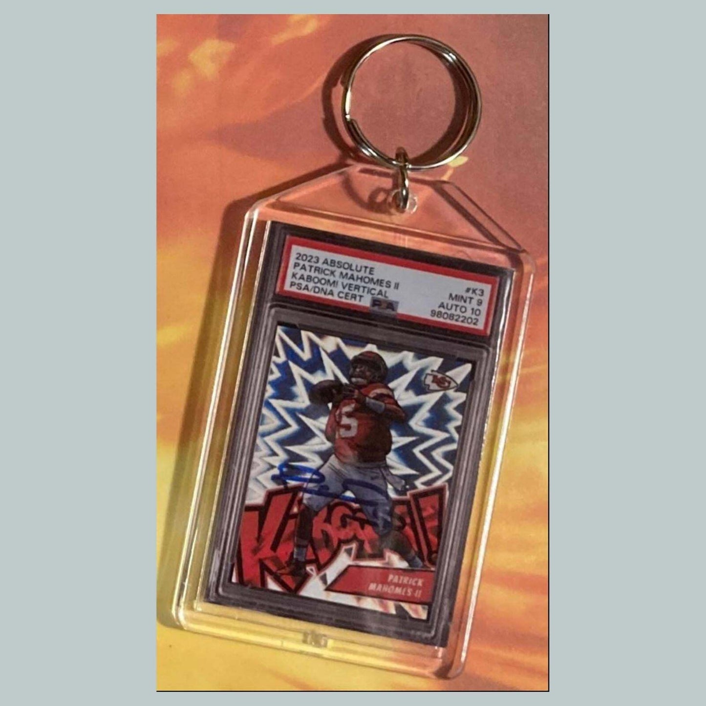 3616 Patrick Mahomes 2023 Panini Absolute Kaboom Custom Keychain FBL