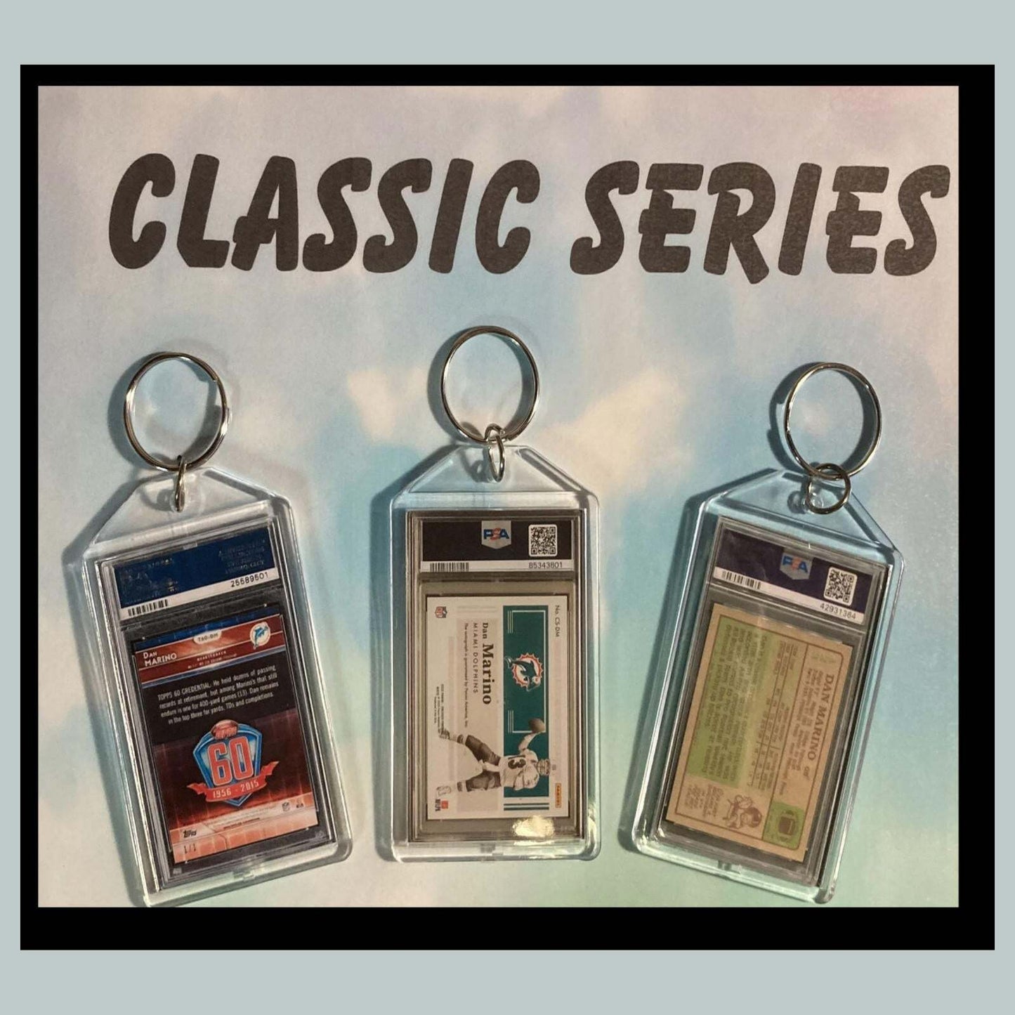 3462B Dan Marino 3 Pack Classic Bundle - 3 Different Custom Novelty Keychains FBL