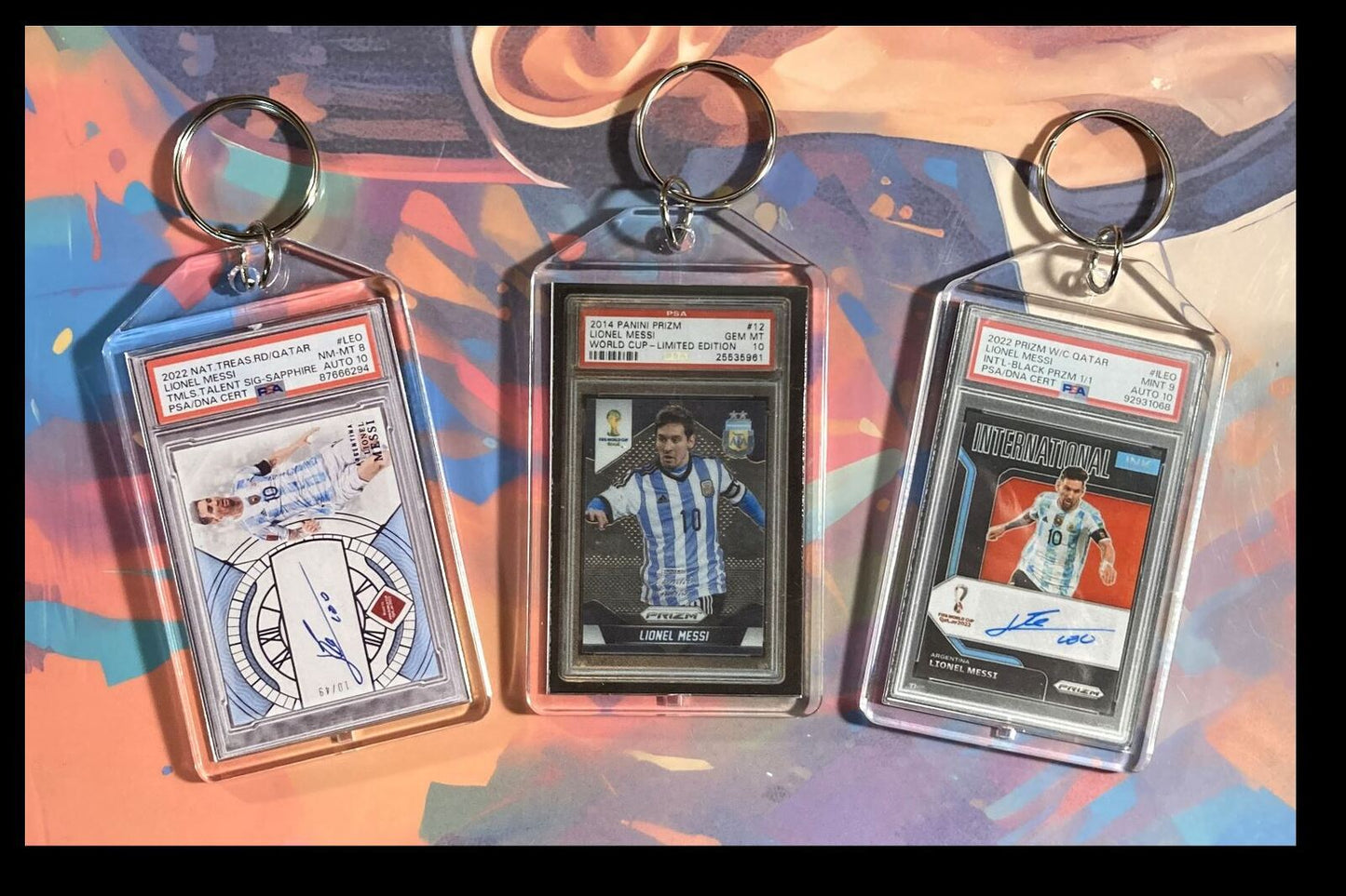 2991 Lionel Messi 3 Pack Bundle 3 Different Custom Novelty Keychains-Great Gift KYC MSC