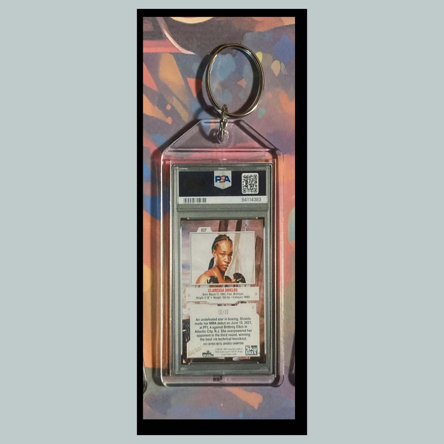 3447 Claressa Shields 2022 Skybox Metal Universe Champ Custom Hand Made Keychain KYC MSC