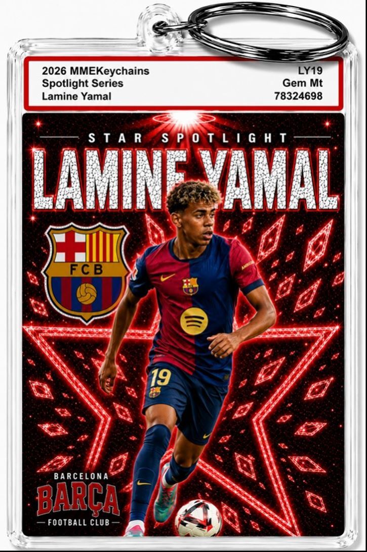 3985 Lamine Yamal Keychain Red Spotlight Premium Keychain With Nameplate MSC KYC