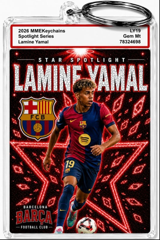 3985 Lamine Yamal Keychain Red Spotlight Premium Keychain With Nameplate MSC KYC