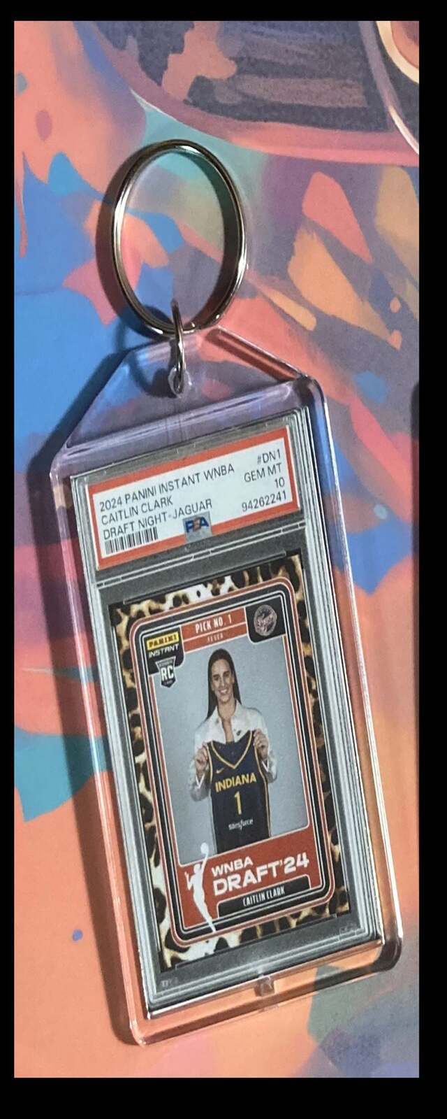 3208 Caitlin Clark 2024 Panini Instant Draft Night Jaguar Keychain BKL KYC