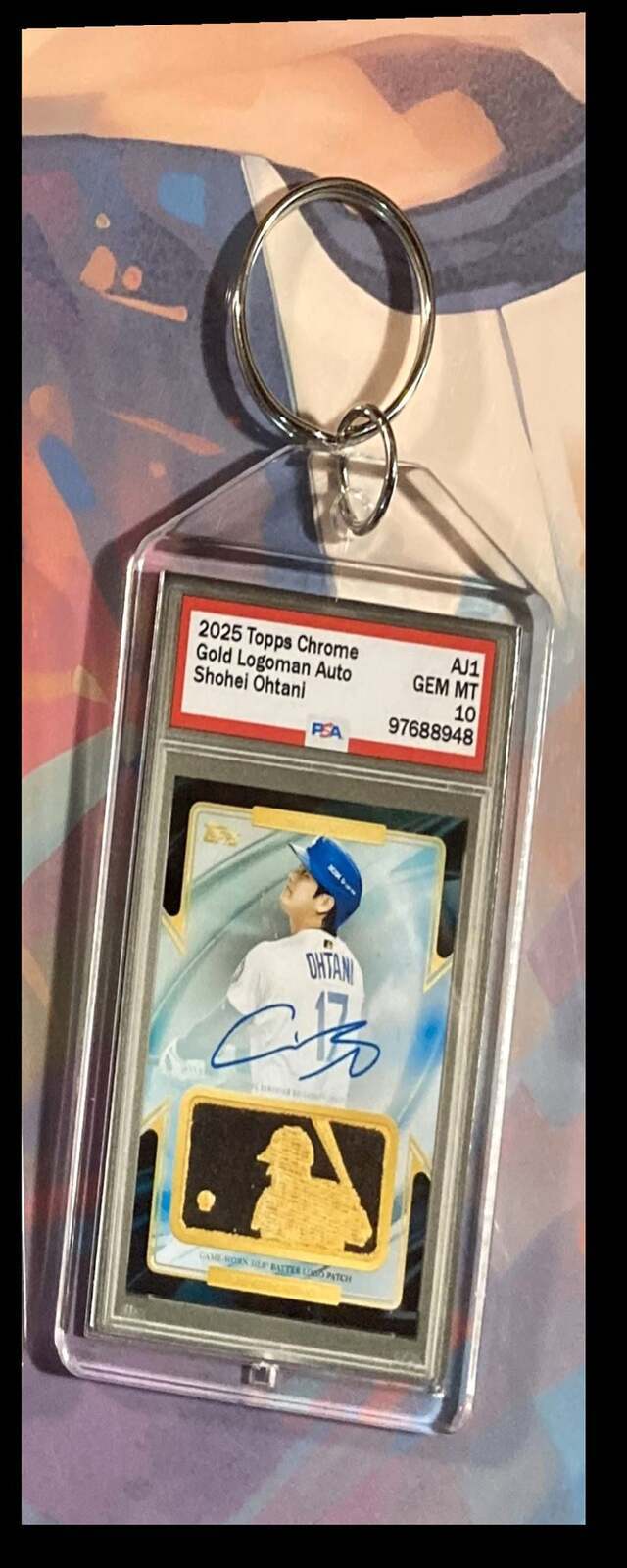 3368 Shohei Ohtan 2025 Topps Chrome Gold Logoman Auto Custom Novelty Keychain BBL KYC