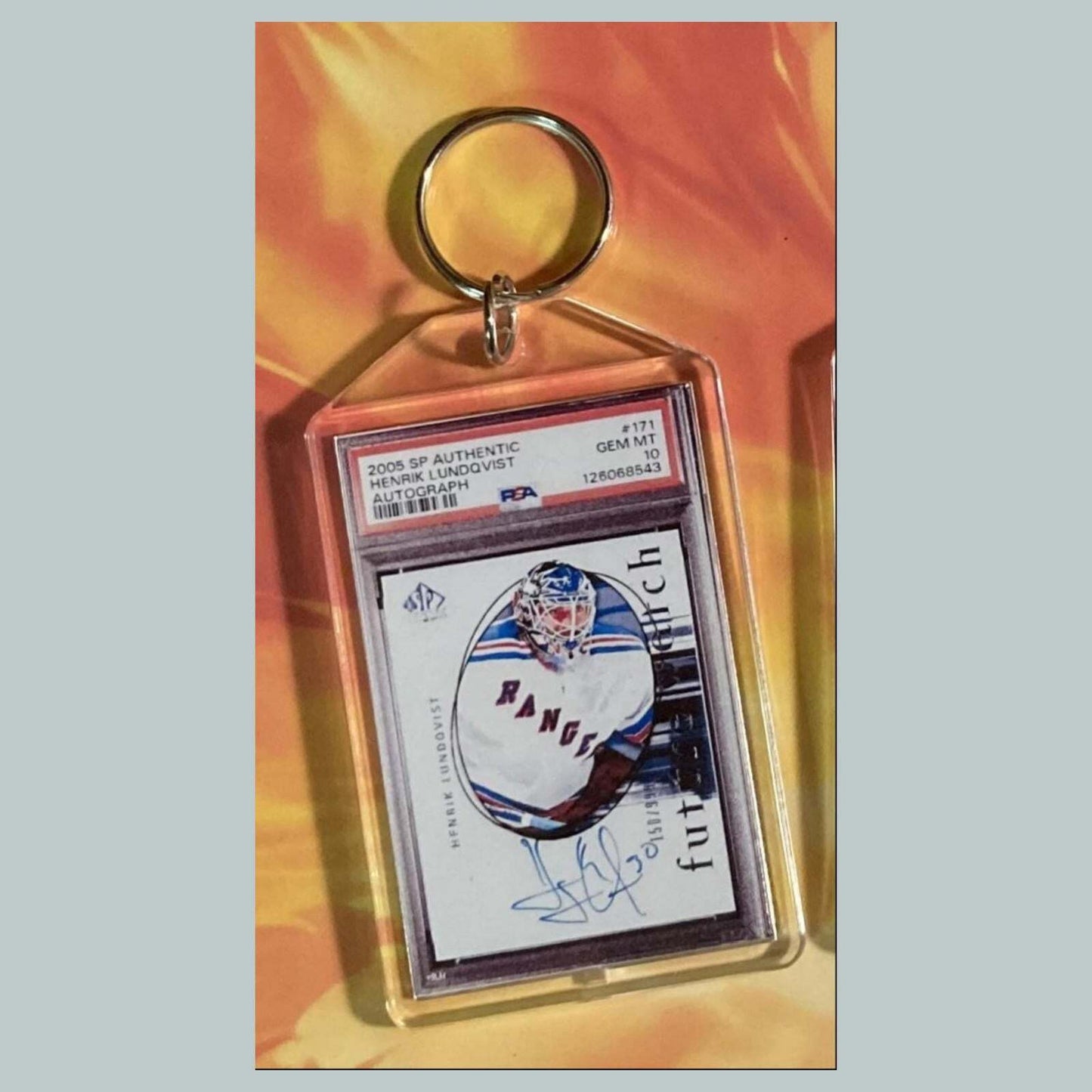 3662 Henrik Lundqvist 2005 SP Authentic Auto Custom Hand Made Keychain MSC KYC