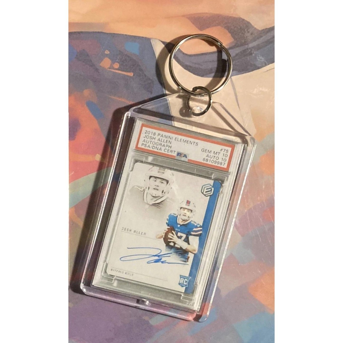 0268 Josh Allen 2018 Panini Elements Auto Custom Hand Made Novelty Keychain