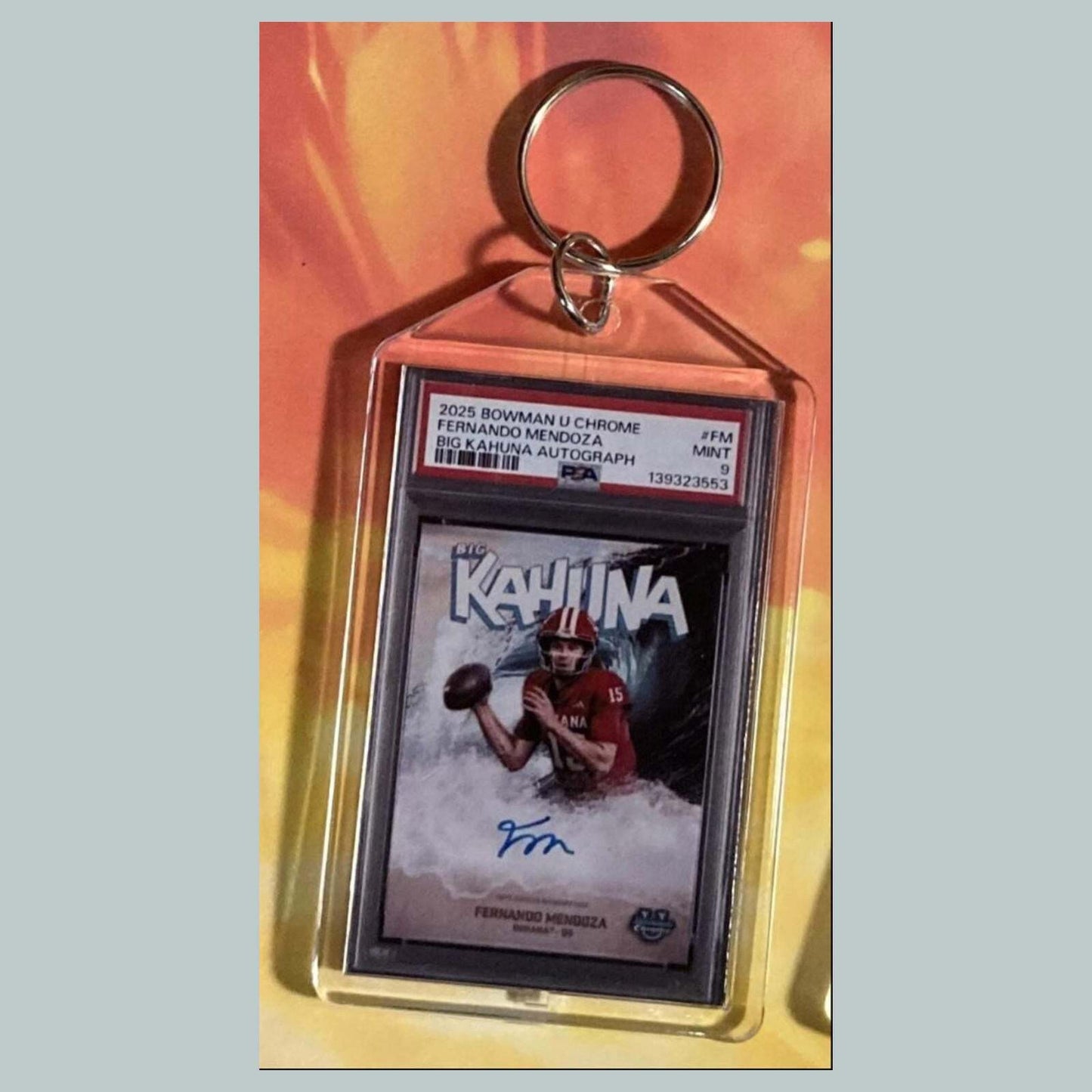3732 Fernando Mendoza 2025 Bowman U Kahuna Auto Custom Hand Made Keychain FBL
