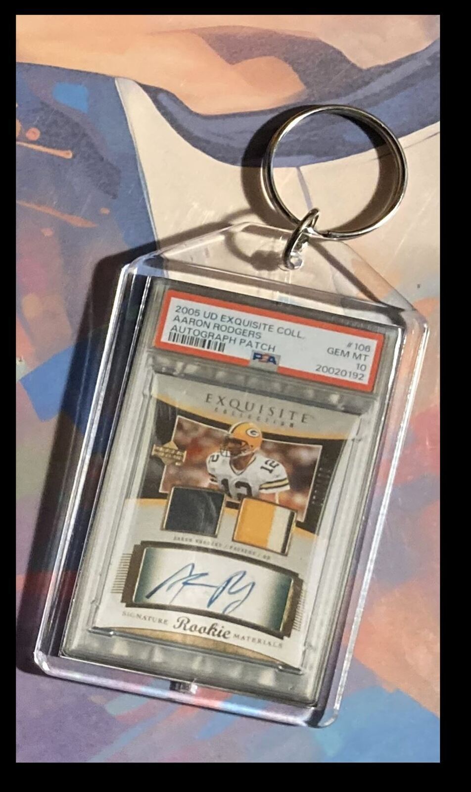 3239 Aaron Rodgers 2005 UD Exquisite Collection Patch Auto Custom Made Keychain FBL