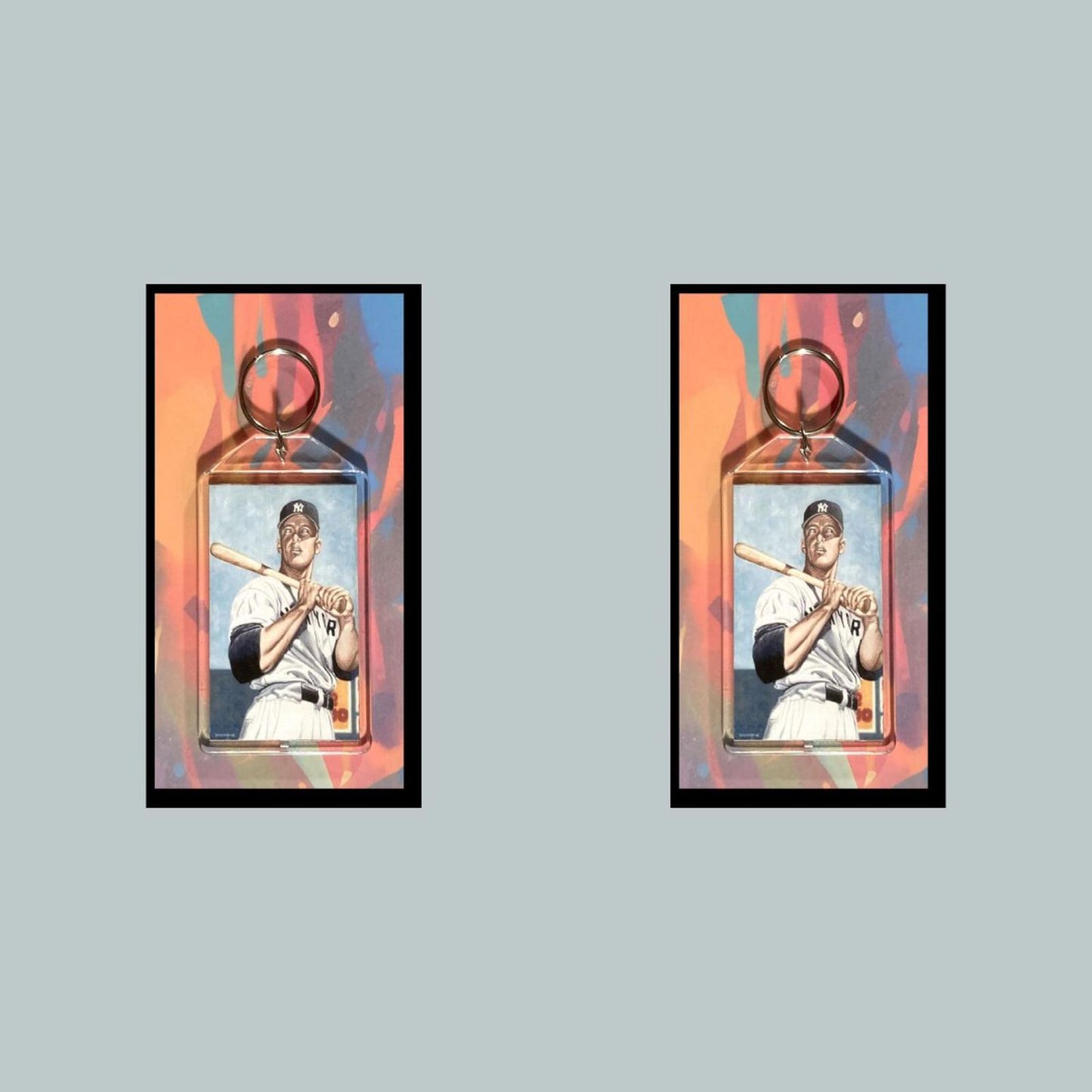 0323 Mickey Mantle Painting Custom Hand Made Keychain - Makes A Great Gift