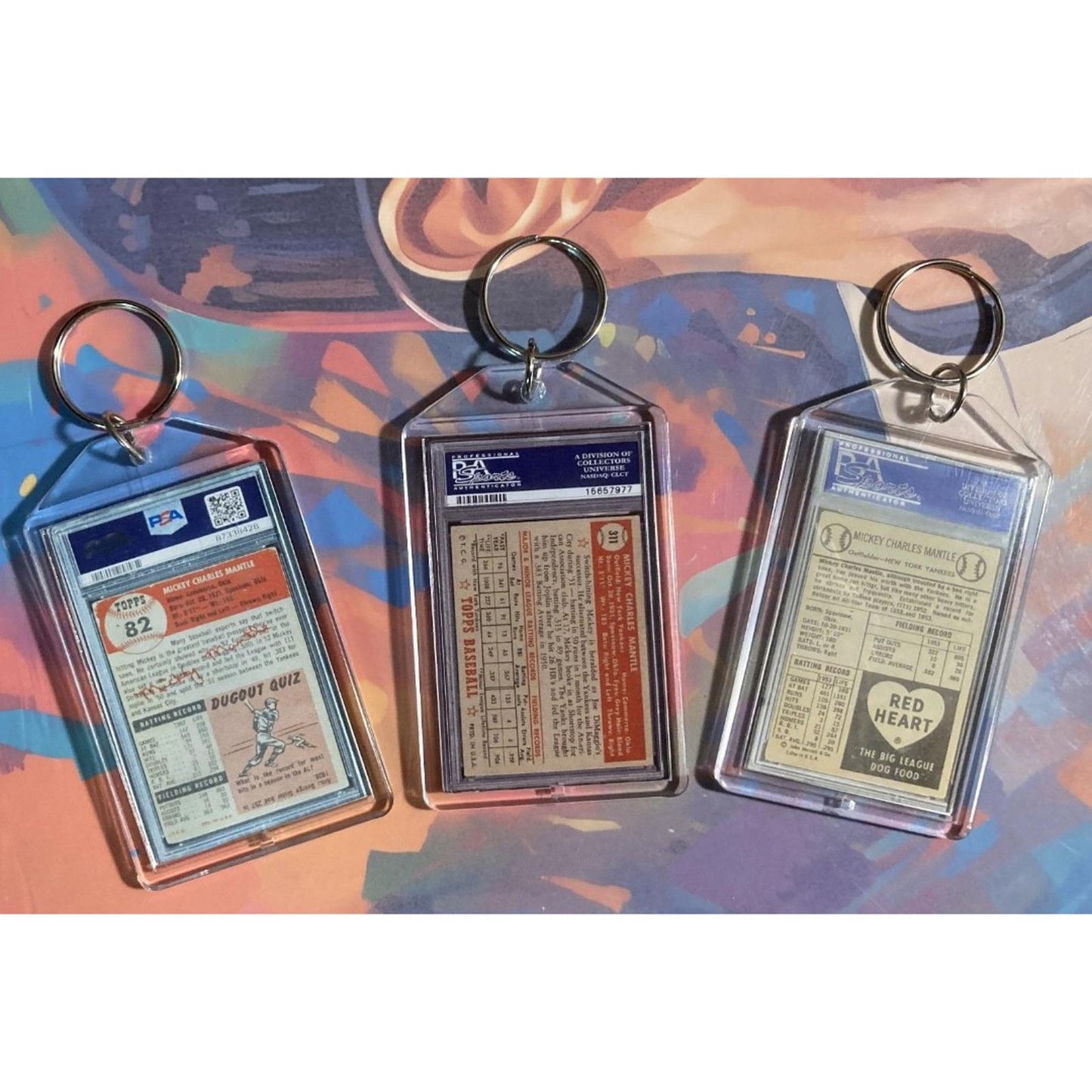 0305B Mickey Mantle 3 Pack Bundle 3 Different Custom Novelty Keychains
