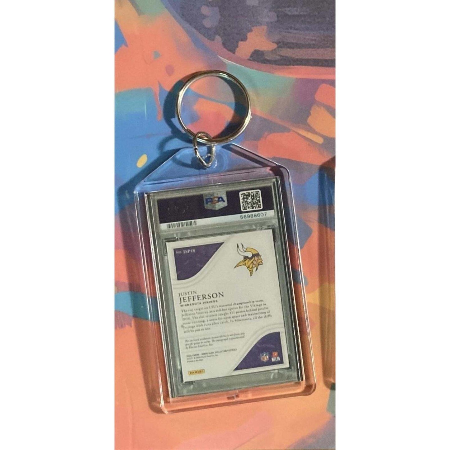 3272 Justin Jefferson 2020 Panini Immaculate Shield Patch Auto Novelty Keychain FBL