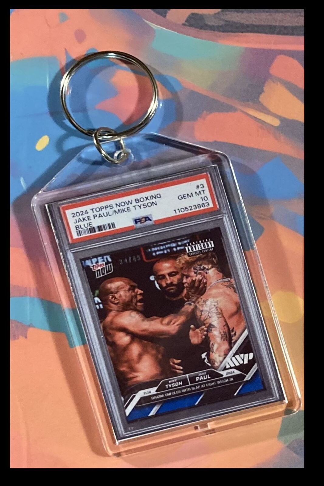 3103 Jake Paul/Mike Tyson 2024 Topps Now Boxing Blue Keychain KYC MSC
