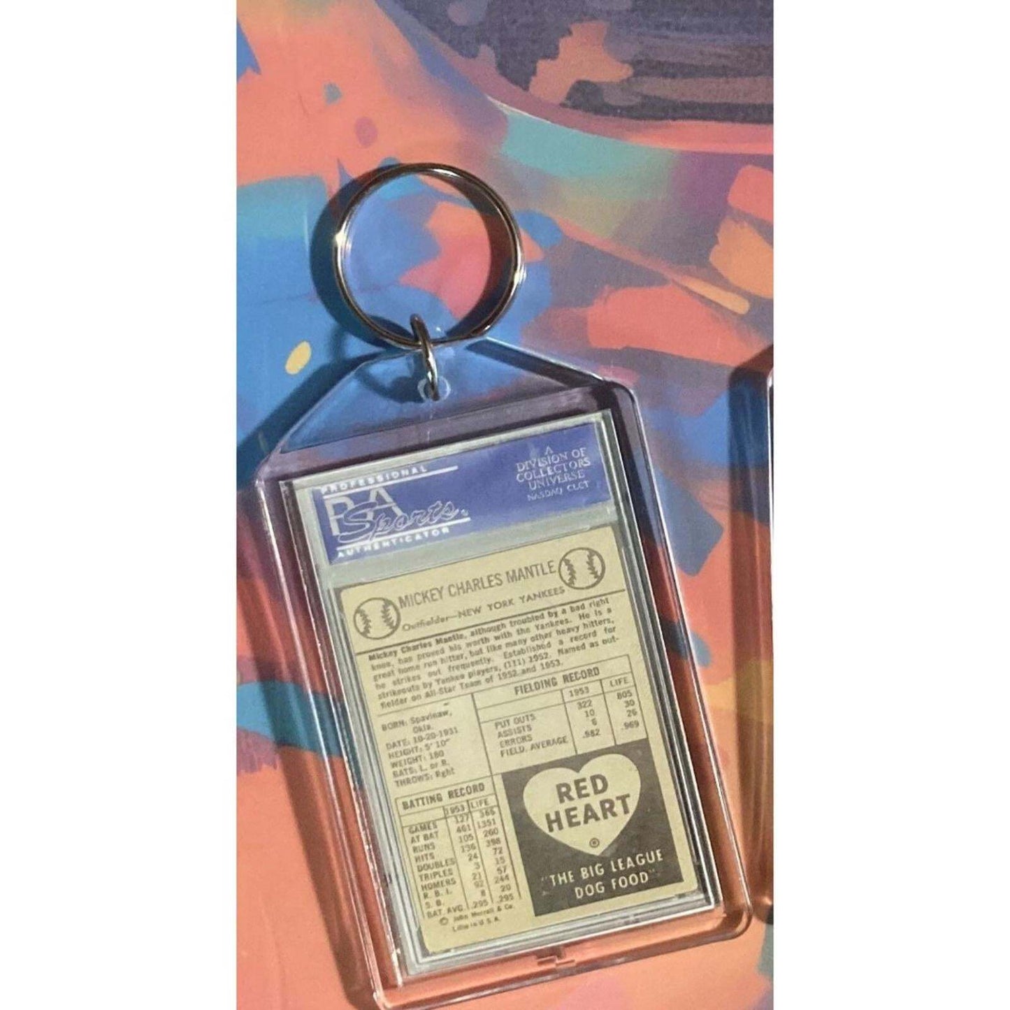 3197 Mickey Mantle 1954 Red Heart - Custom Made Novelty Keychain - A Great Gift BBL KYC