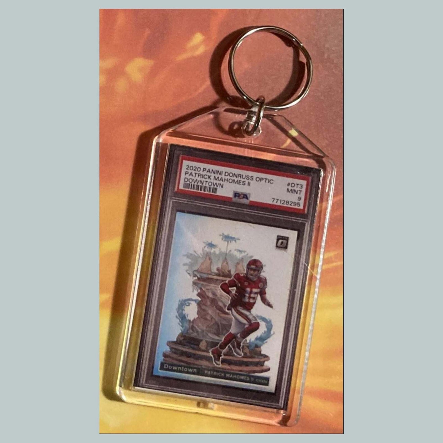 3600 Patrick Mahomes 2020 Panini Donruss Optic Downtown Custom Keychain FBL