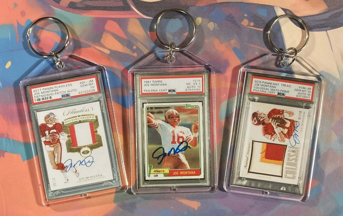 3264 Joe Montana 3 Pack Bundle - 3 Different Custom Novelty Keychains - Gift FBL