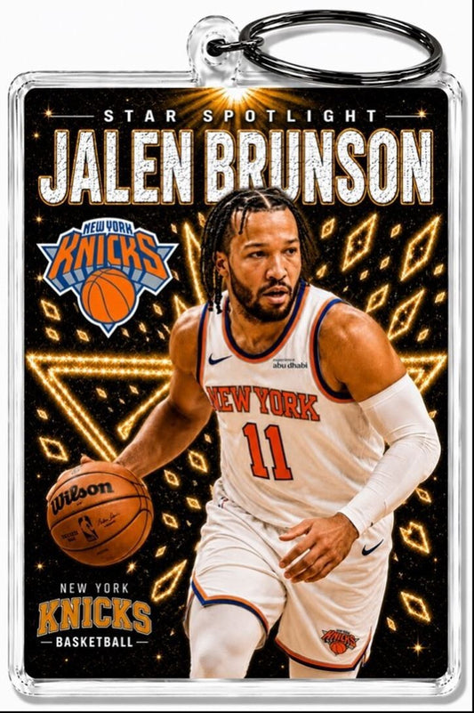 3984 Jalen Brunson Keychain Gold Spotlight Premium Keychain With Nameplate BKL KYC