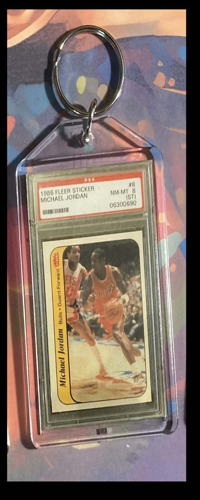 3213 Michael Jordan 1986 Fleer Sticker - Custom Made Keychain-Gift BKL KYC