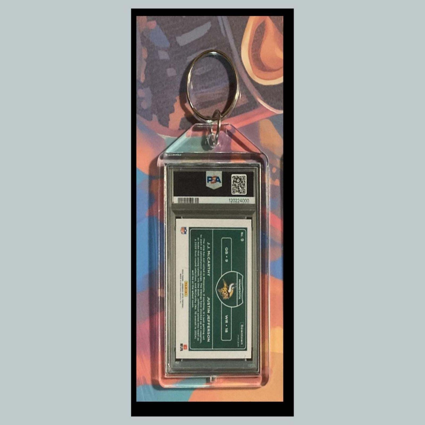 3410 Justin Jefferson/McCarthy 2024 Panini Donruss Downtown Duos Custom Keychain FBL