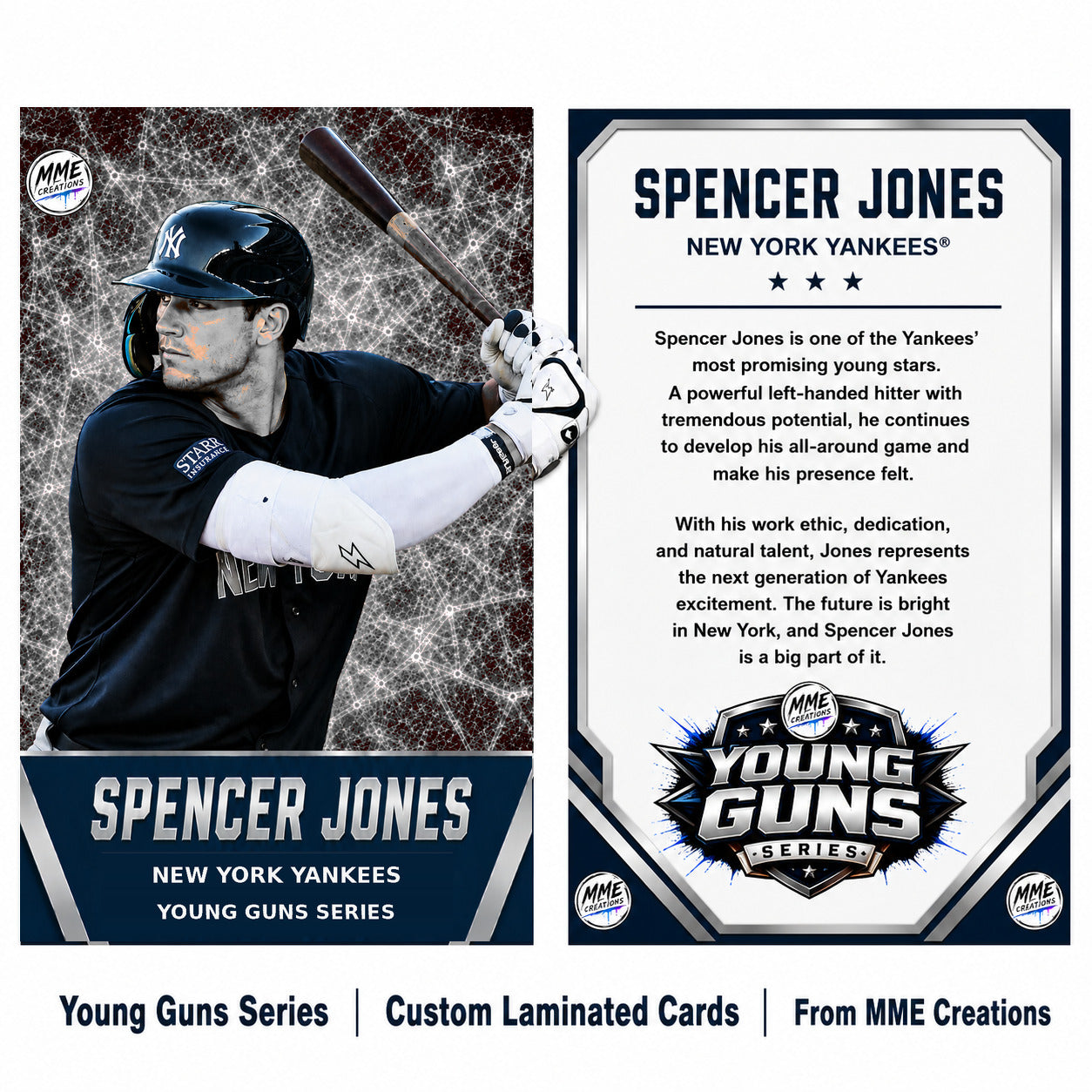4234 Spencer Jones | Young Guns | Laminated Custom Baseball Card | Platinum Ice