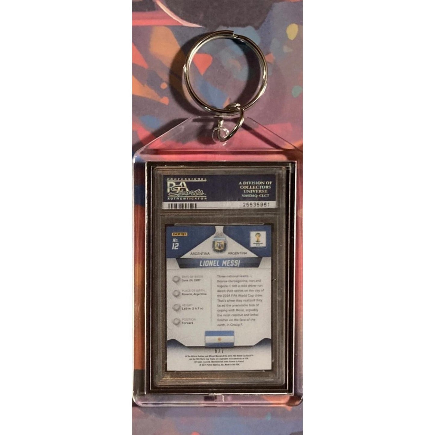 0134 Lionel Messi 2014 Panini Prizm World Cup Limited Edition Novelty Keychain
