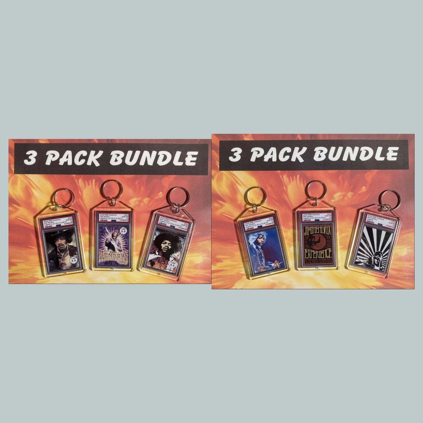 3747B Jimi Hendrix Custom Hand Made Novelty Keychains 3 Pack Bundle MSC KYC