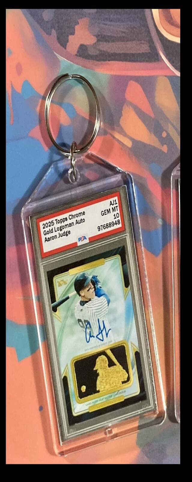 3370 Aaron Judge 2025 Topps Chrome Gold Logoman Auto Custom Novelty Keychain BBL KYC