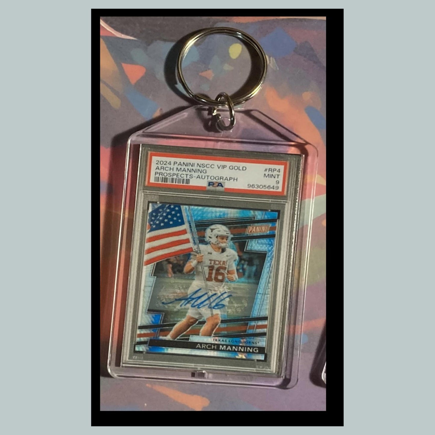 0544 Arch Manning 2024 Panini NSCC VIP Gold Auto Custom Hand Made Keychain Gift