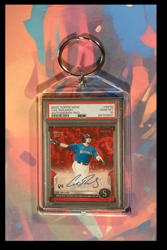 3067 Cal Raleigh 2022 Topps Now Red Auto Custom Made Keychain BBL KYC