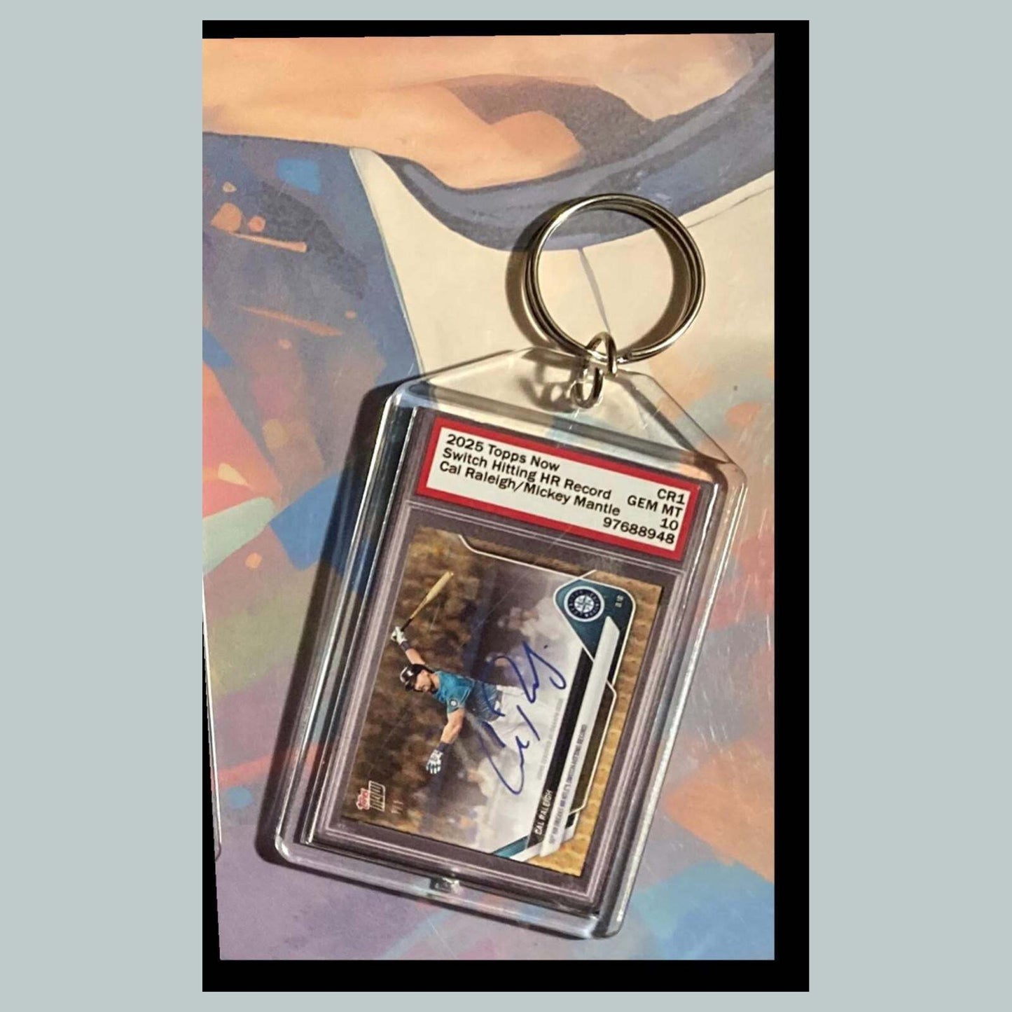3517 Cal Raleigh-Mickey Mantle HR Record 2025 Now Custom Made Keychain - Gift BBL KYC