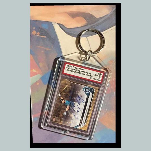 3517 Cal Raleigh-Mickey Mantle HR Record 2025 Now Custom Made Keychain - Gift BBL KYC