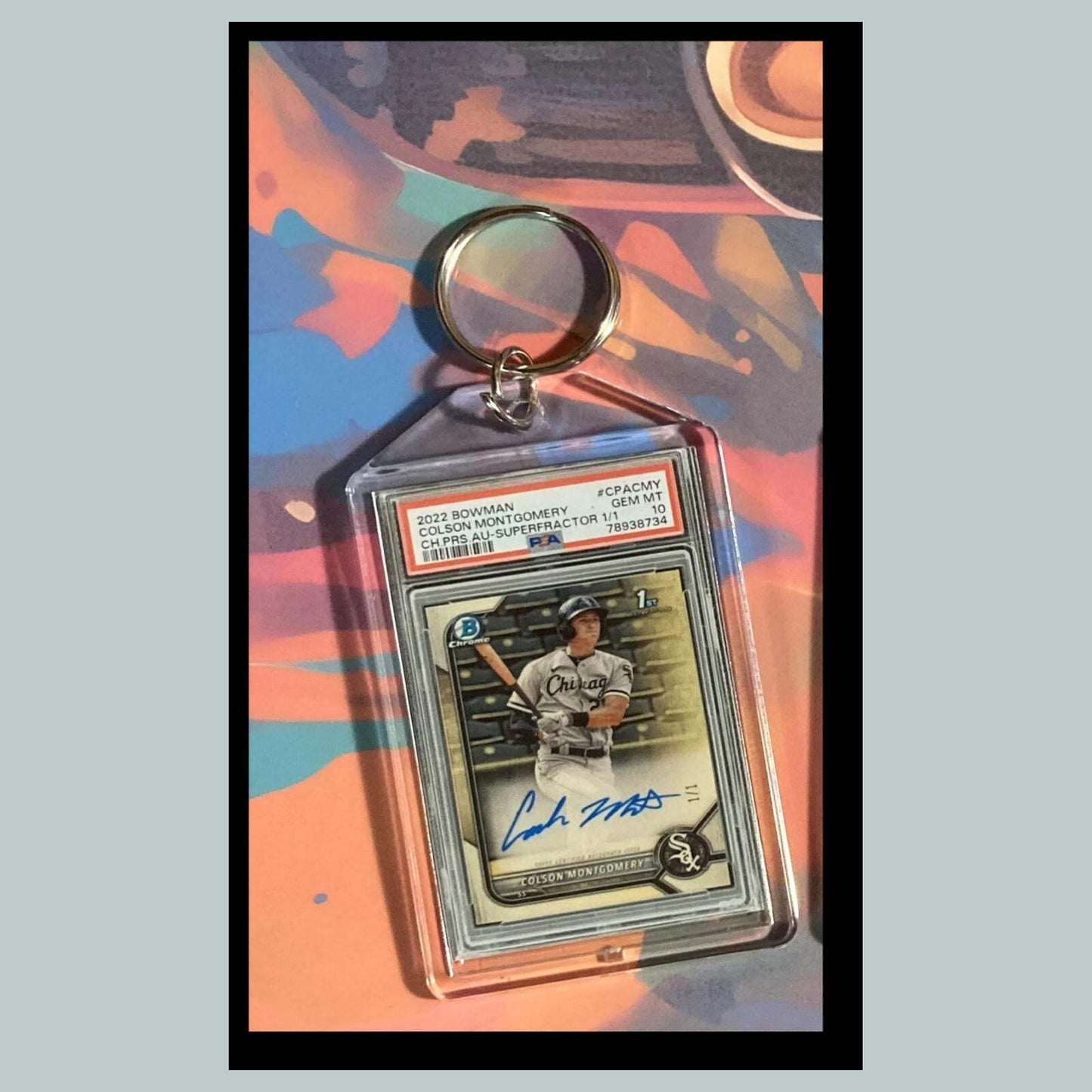 3507 Colson Montgomery 2022 Chrome SuperFractor Auto Custom Hand Made Keychain BBL KYC
