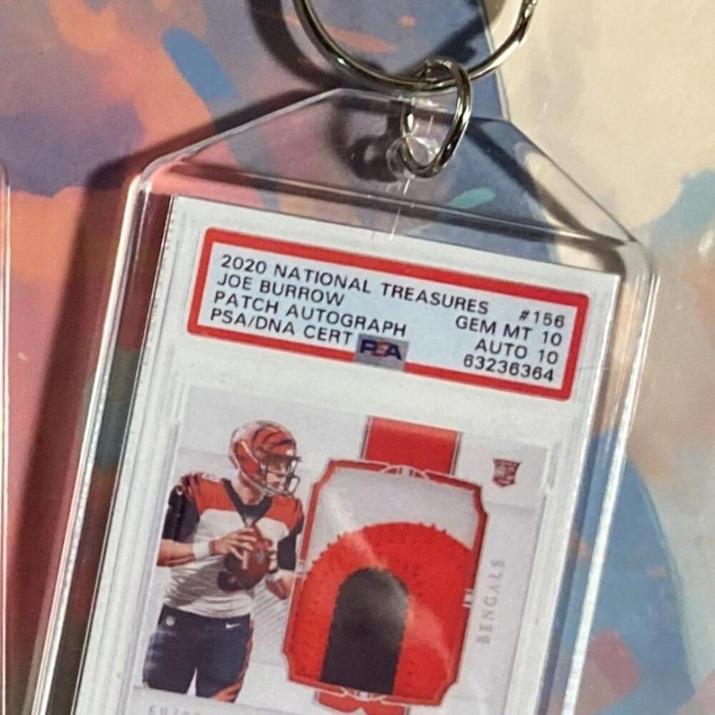 0124 Joe Burrow 2020 Panini Nat Trea Rookie Patch Auto Custom Novelty Keychain