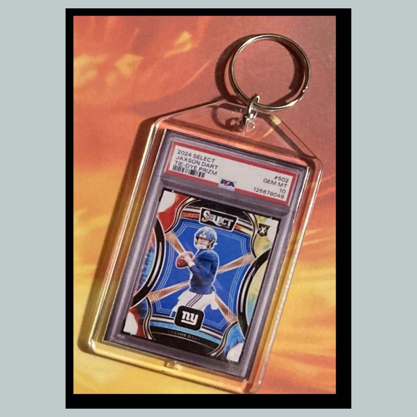 3529 Jaxson Dart 2024 Panini Select Tie-Dye Prizm Keychain FBL