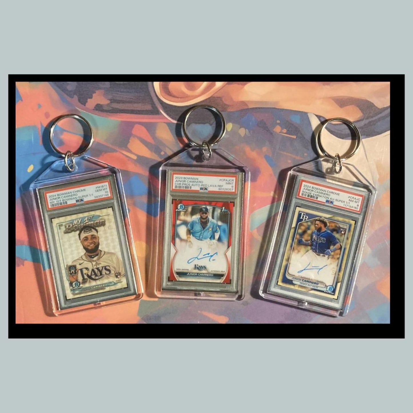 0470B Junior Caminero 3 Pack Bundle - 3 Different Custom Novelty Keychains -Gift