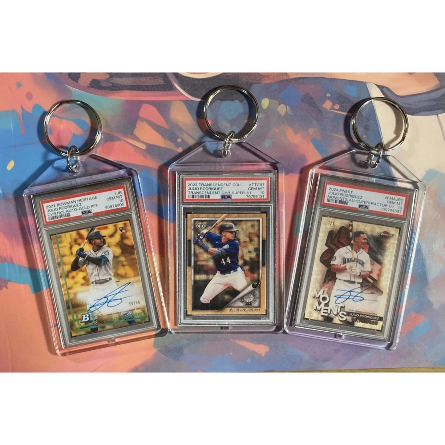 0187B Julio Rodriguez 3 Pack Bundle - 3 Different Custom Novelty Keychains -Gift