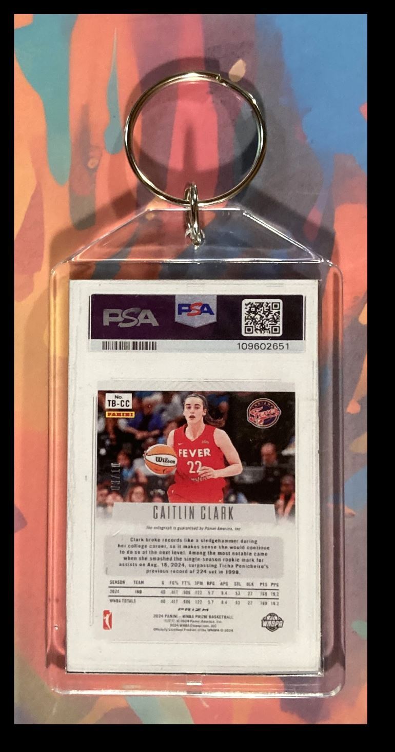 3263 Caitlin Clark 2024 Panini Prizm Auto PSA Style-Custom Keychain-Great Gift BKL KYC