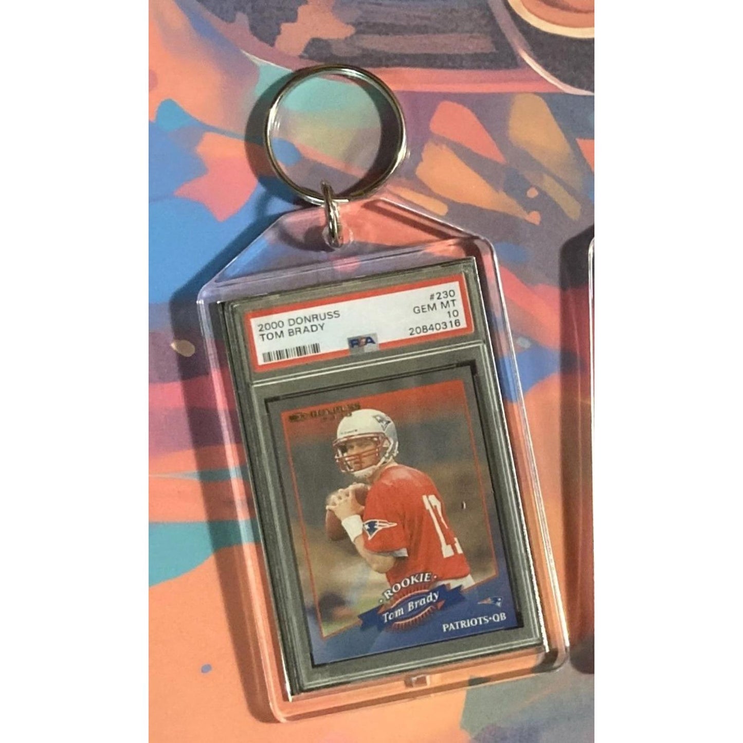 0196 Tom Brady 2000 Donruss Rookie Custom Hand Made Novelty Keychain -Great Gift