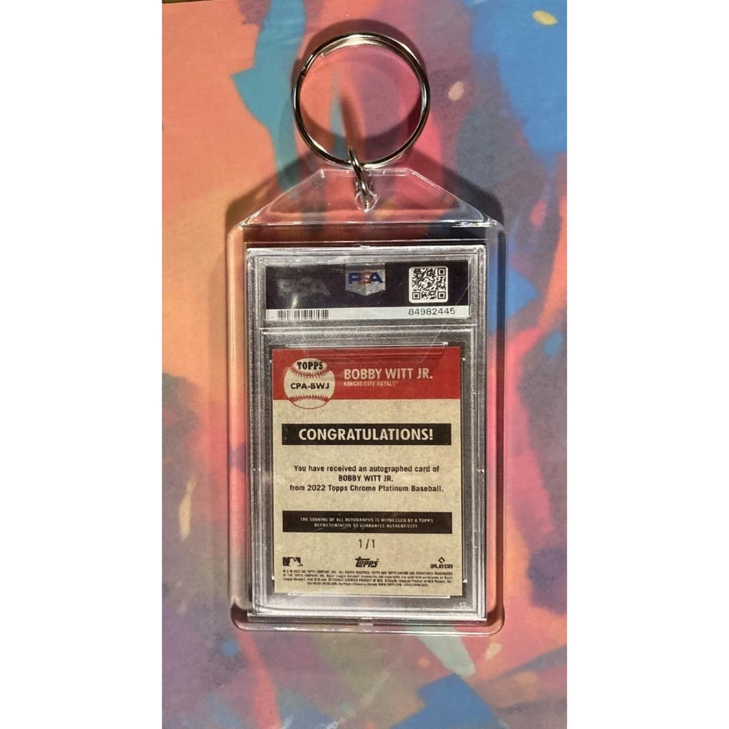 0043 Bobby Witt Jr 2022 Topps Platinum Anniversary SuperFractor Auto Keychain