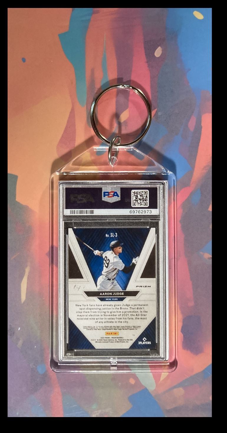 3052 Aaron Judge 2022 Panini Prizm Gold SuperFractor Custom Keychain BBL KYC