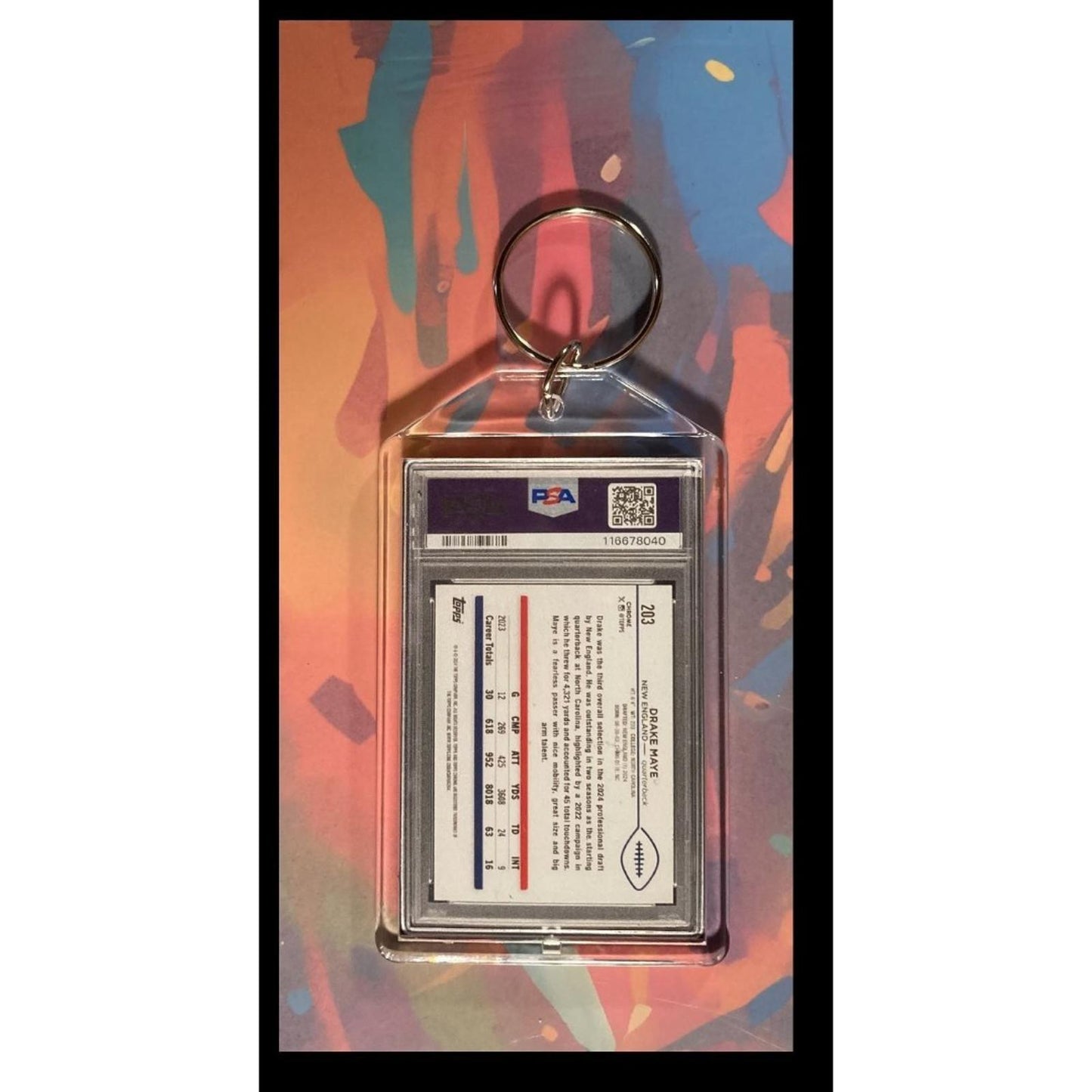 0059 Drake Maye 2024 Topps Chrome Rookie SuperFractor-Custom Keychain-Great Gift
