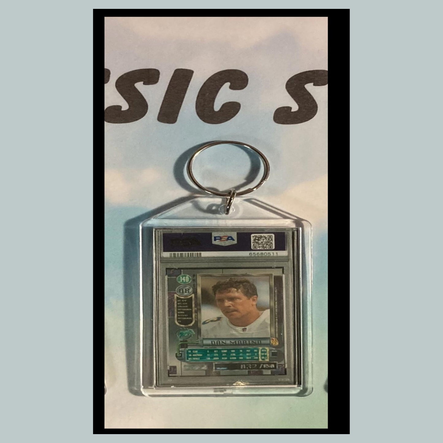 0521 Dan Marino 1997 Metal Universe Precious Metal Gems Custom Made Keychain
