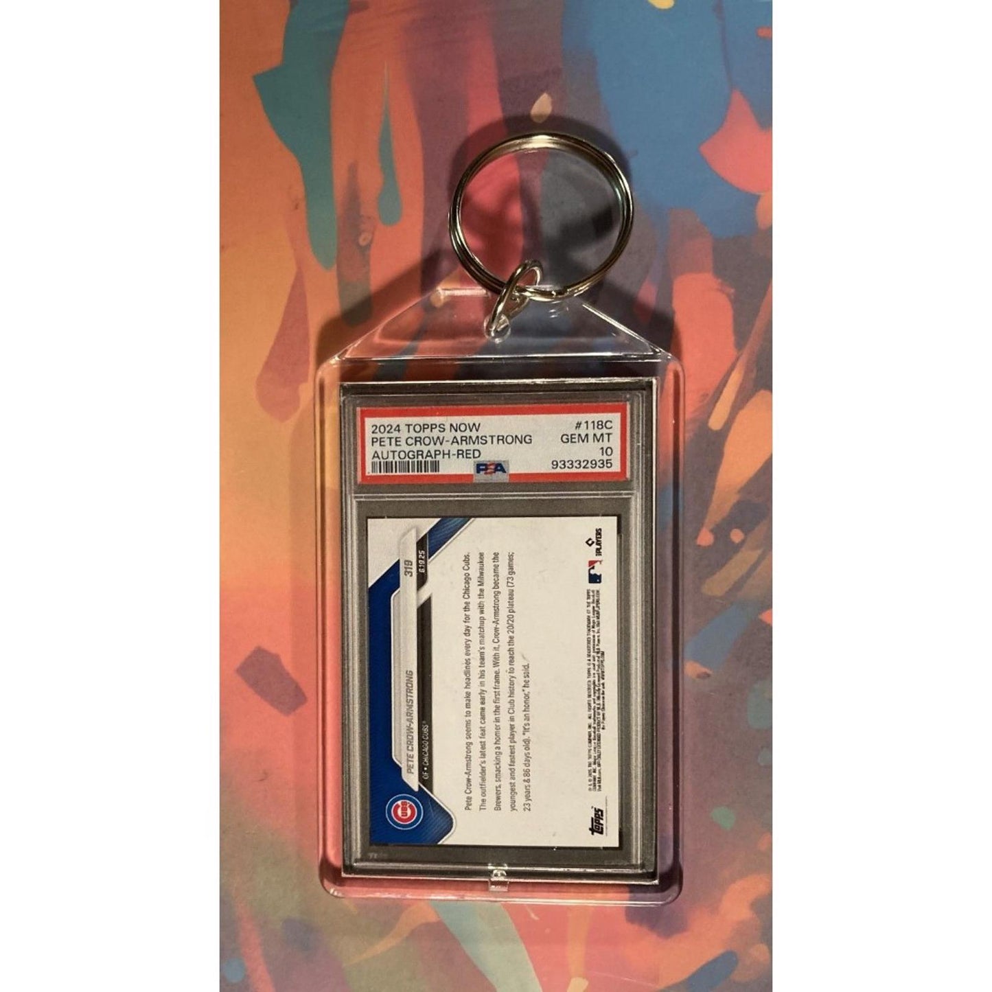 0072 Pete Crow-Armstrong 2024 Topps Now Auto Custom Hand Made Novelty Keychain