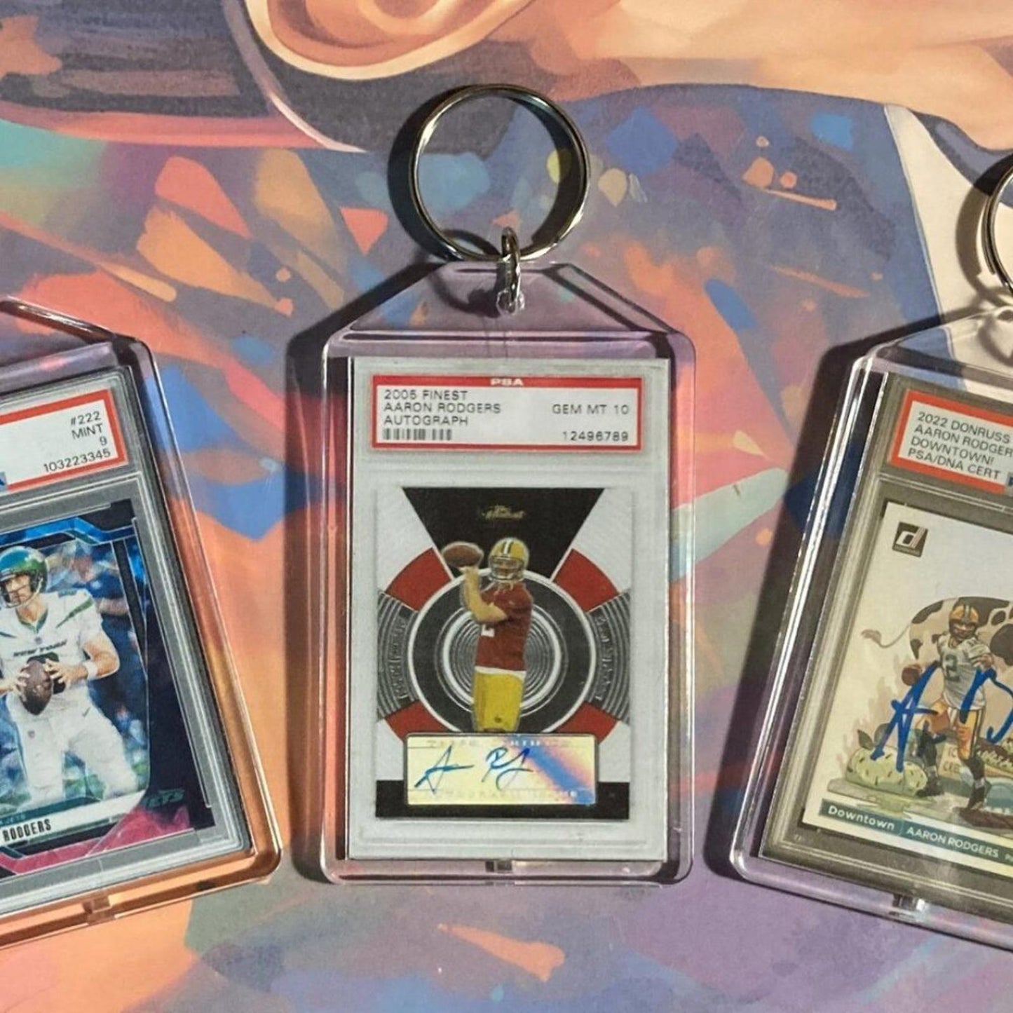 0280B Aaron Rodgers 3 Pack Bundle 3 Different Custom Novelty Keychains - Gift