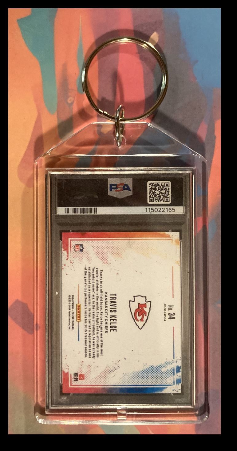 2968 Travis Kelce 2024 Panini Prizm Colorblast Custom Keychain-Gift FBL KYC