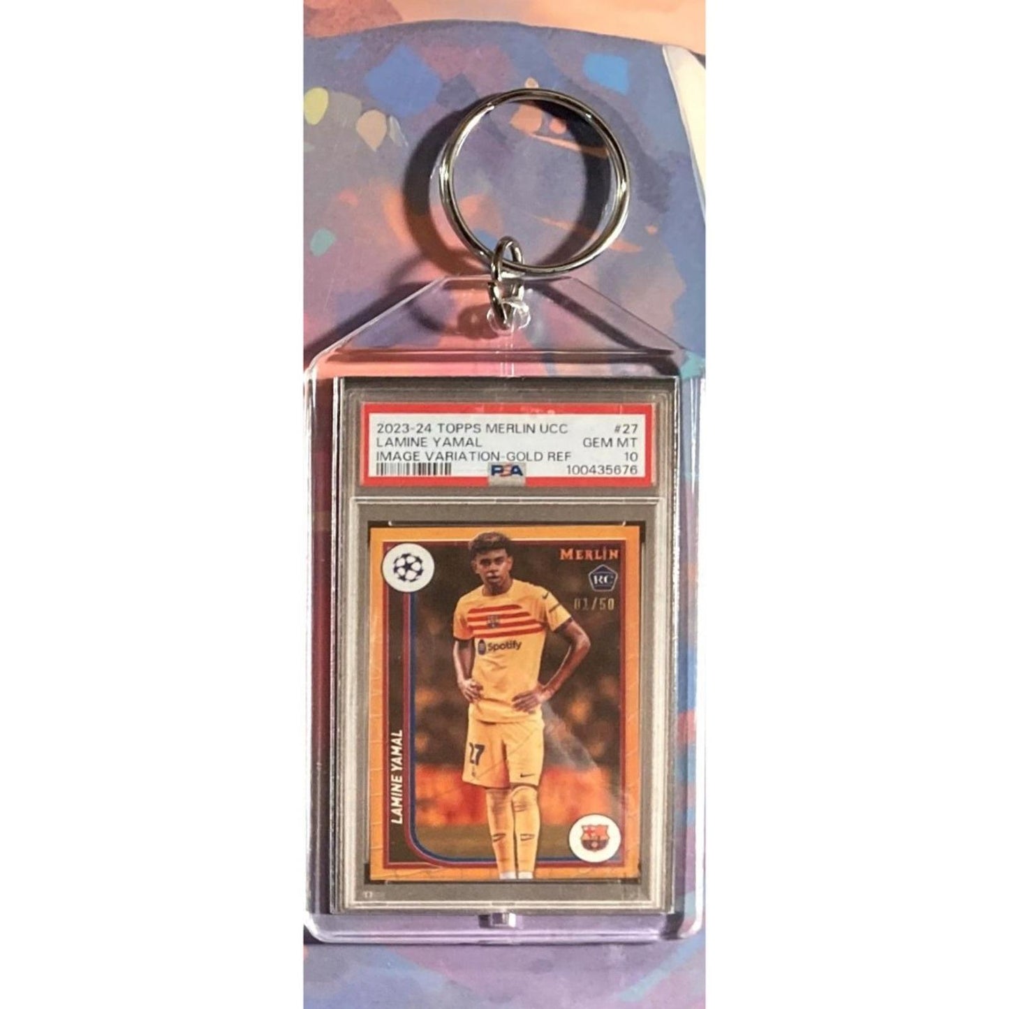 0133 Lamine Yamal 2023 Topps Merlin UCC Image Variation Custom Novelty Keychain