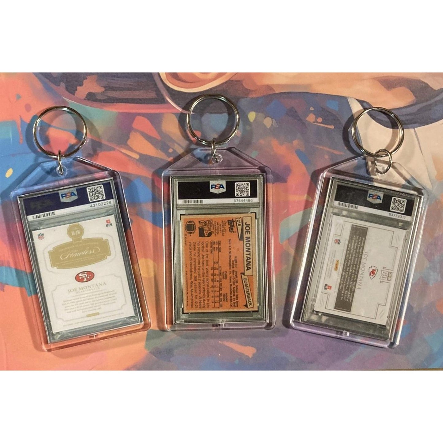 0307B Joe Montana 3 Pack Bundle - 3 Different Custom Hand Made Novelty Keychains